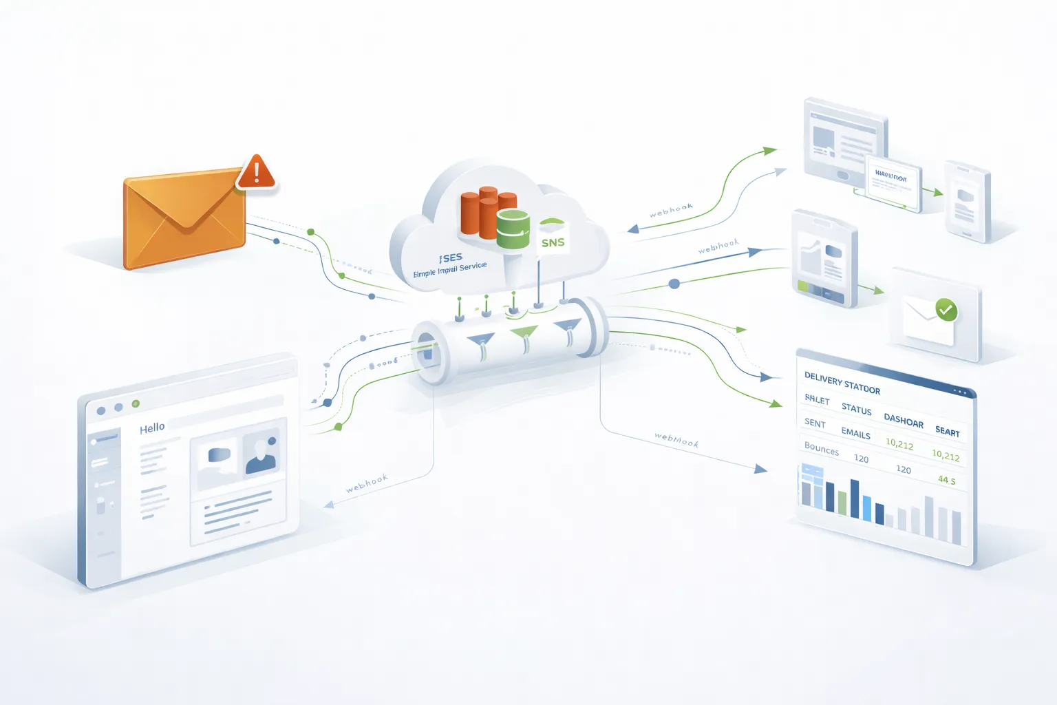 Mailhub transactional email infrastructure on AWS SES and SNS